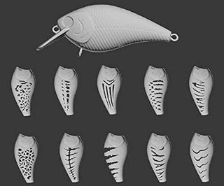 wLure Hard Plastic 3D Stencil for Fishing Lure Crankbait Jerkbait Lipless Topwater
