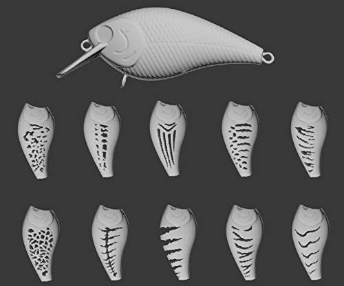 wLure Hard Plastic 3D Stencil Fishing Lure Crankbait Jerkbait Lipless Topwater (SUPHC15)
