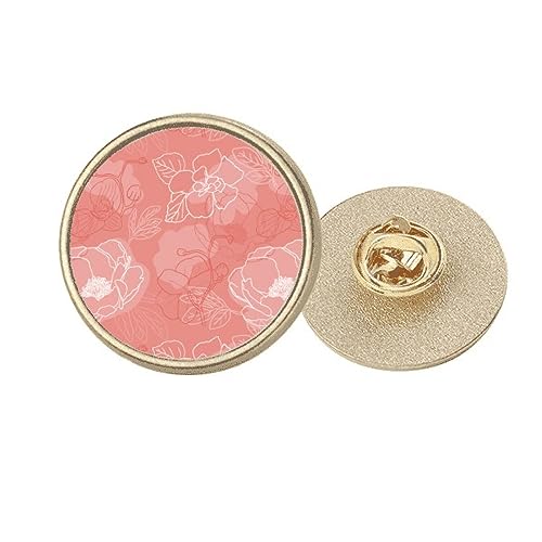 Broche ronde en métal doré pivoine M bijou de vêtement floral