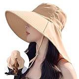 [YUMISS] UVカット 帽子 レディース 【12cm超つば広・360度UVカット・首筋しっかり守る】 接触冷感 完全遮光 日焼け防止 紫外線対策 通気性 撥水加工 吸汗 小顔 日除け帽子 uvカット帽子 あご紐 自転車 登山 海辺 農作業 日除けハット (JP, アルファベット, Free Size, カーキ)