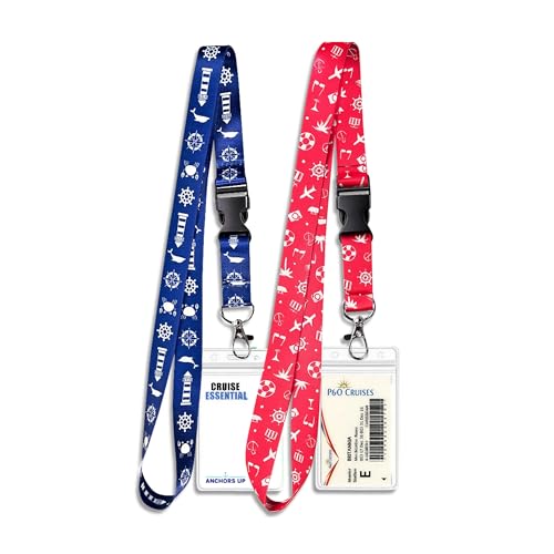 Cruise Lanyards with Detachable Card Holders [2 Pack] – Waterproof Clear Durable PVC – Card Holders for All Cruise Ship Key Cards – Perfect for Carnival, Royal Caribbean, NCL, MSC and More
