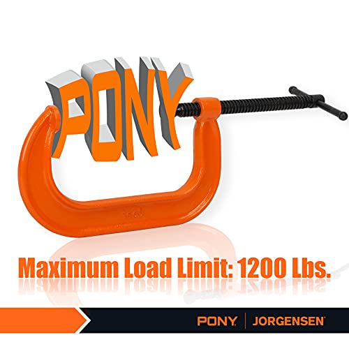 Pony 6-In C-Clamp Set, Clamps For Woodworking,1200Lbs Load Limit, Ideal For Most Diy, Woodworking And Household Clamping Projects-2 Pack #TOP3