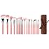 Bdellium Tools Professional Makeup Brush Pink Bambu Series - Deluxe 22pc. Brush Set with Roll-Up Pouch