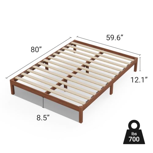 Image of LIFEMENT Queen Bed Frame Classic Wood Platform, Noise Free, Under Bed Storage, No Box Spring Needed, Easy Assembly, New Walnut