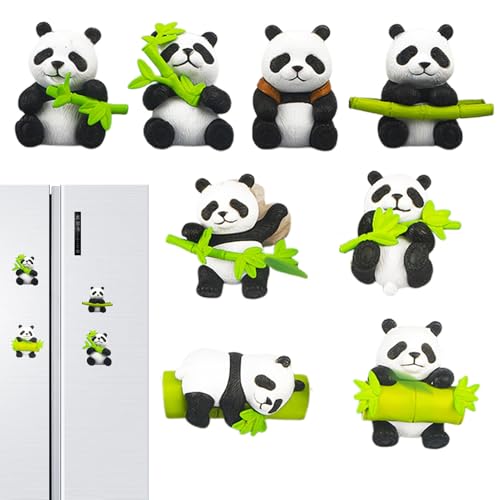 Imanes De Panda 3D - Lindo Juego De Imanes para De Gabinete De 8 Piezas, Imnes Decorativos De Animales Divertidos | Pegatinas Magnéticas Creativas De Larga Duración para Pizarras Blancas, Cale