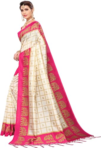 Image of Sidhidata Women's Printed Art Silk Saree With Blouse Piece (Free Size)