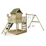 FATMOOSE Spielturm Klettergerüst JazzyJungle Jam XXL mit Schaukel & Rutsche, Outdoor Kinder Kletterturm mit Sandkasten Leiter & Spiel-Zubehör für den Garten (Anthrazit) - 2