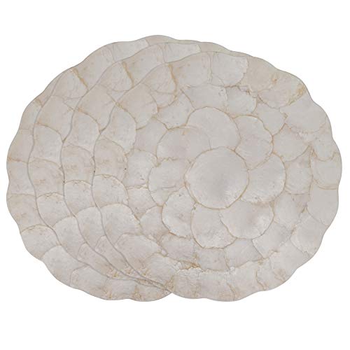 SARO LIFESTYLE Scalloped Capiz Placemats (Set of 4), 15", Ivory by SARO LIFESTYLE - Image 3