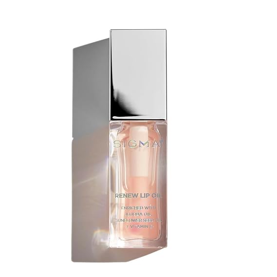 Sigma Beauty Renew Lip Oil Tinted Lip Oil with Luxurious High-Shine Color and Long Lasting Hydration for Soft, Supple Lips, Non Sticky Lips Oil with Nourishing Antioxidants (Hush, Clear Pink Sheen)
