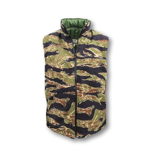 John Ownbey Tiger Stripe Cotton Ripstop Vest W/Quilted Lining - Made in the US - Main Image