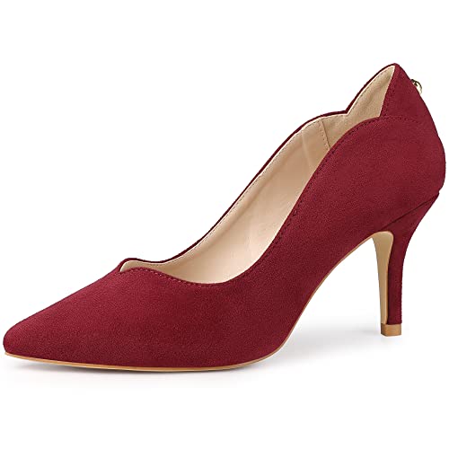 Allegra K Escarpins à talons aiguilles à bout pointu pour femme, bordeaux, 38 EU