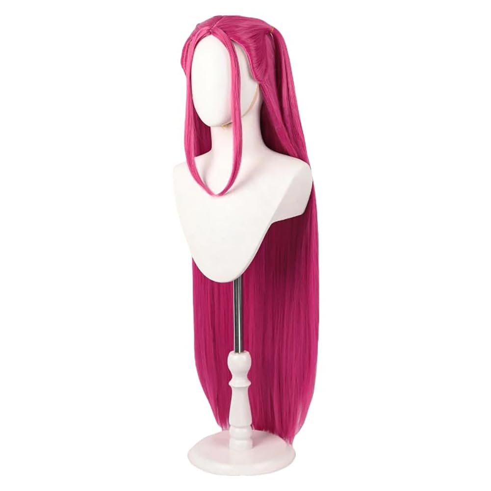 PORSMEER Parrucca Costume Cacciatori di Demoni Mira, parrucche per cosplay, lunghe, lisce, rosa acceso, accessorio per capelli per donne e ragazze (Demon Hunters-Mira)