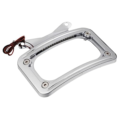 AWPWAY Curved Laydown License Plate Mount Frame Light For Harley Davidson Road -(Steel) -(Chrome) SG0326 - Thumbnail 3