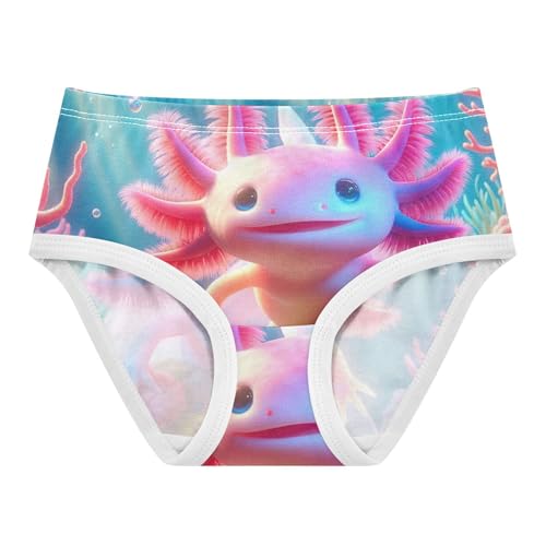 Cute Pink Axolotl Panties for Girl Toddlers Underwear Floral Cotton Designer Kids Undies Briefs 2t
