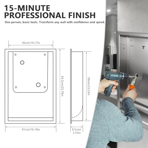 Dryer 40502 Stainless Steel Recess Kit Compatible with XLERATOR Hand Dryer,for Homes, Shopping Malls, and Public Spaces,White(Dryer Not Included) by Fystensk - Image 6