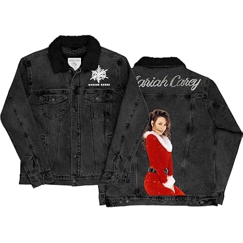 Mariah Carey Men's Standard Official Merry Christmas One & All Denim Jacket, Black Cover