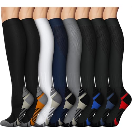 Image of 8 Pairs Compression Socks for Women & Men,Support Compression Stockings for Medical Running Athletic