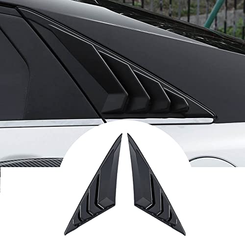 BOYOUS 2pcs ABS Racing Style Rear Side Window Louvers Air Vent Scoop Shades Cover Blinds Exterior Decoration Accessories Compatible with Hyundai Elantra 2021 2022 2023 2024 2025 2026(Bright Black)