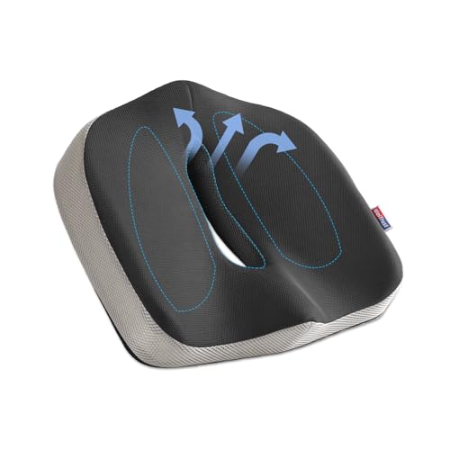 Doctor Recommended Seat Cushion for Tailbone & Sciatica Pain Relief - Memory Foam Coccyx Cushion for Office Chair, Car, Wheelchair - Ergonomic Design with Non-Slip Cover