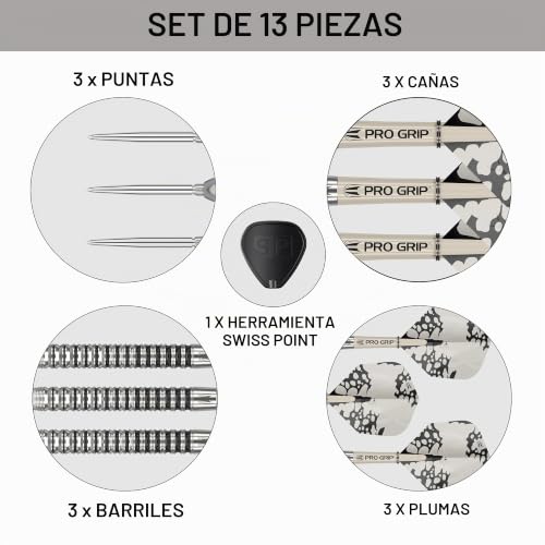 Dardos de tungsteno 90% Target Darts Exo con punta de acero y ejes Pro Grip 5