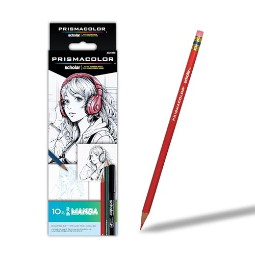 Prismacolor Scholar Manga Art Set, Art Supplies Including Colored Pencils, Bullet and Brush Tip Markers, Graphite Pencils, 10 Count