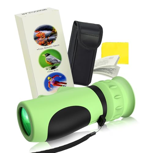 Raisand Fernrohr Kinder, Monokular Fernglas Mit 8–12-Facher Vergrößerung, Tragbares Monokulares Binoculars Mit Klarer Sicht, Fernrohr Geeignet für Kinder Im Alter Von 3 Bis 8 Jahren (Grün)