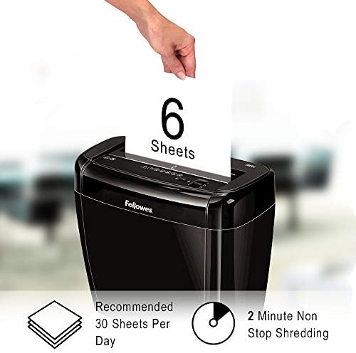Paper Shredder for Home Use - Fellowes 36C 6 Sheet Cross Cut Paper Shredder for Home Office Use - Powershred Personal Shredder with Safety Lock & 12 Litre Bin - Security Level P4 - Black