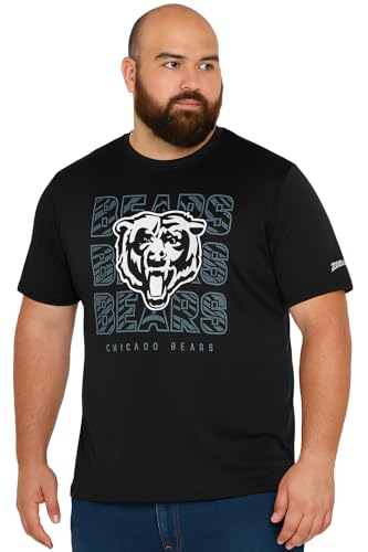 Zubaz NFL Men's Repeat Play Black Short Sleeve T-Shirt, Chicago Bears, X-Large