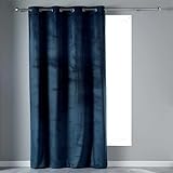 Marque : Paris Prix Paris Prix Rideau à Œillets Velvetine 140x240cm Bleu Marine