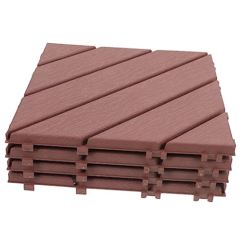 Tofficu 4pezzi Piastrelle Autobloccanti Per Terrazze in Plastica Piastrelle Per Esterni Da Giardino Pavimenti Ad Incastro Per Balconi Finto Legno Resistente All Usura Facile Da Installare