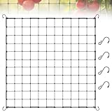 Wachsen Zelt Netz, 120x120CM Grow Netz mit 4 Haken, Pflanzennetz Elastische Ranknetzs, Wachstumszelt Gitternetz für Pflanzen Gemüse Früchte Blumen