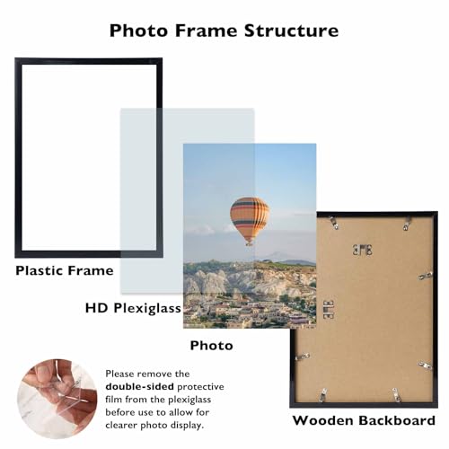 Image of JCJMY 12x15 Picture Frame, Wall Hanging Horizontally and Vertically, 12 x 15 Wall Gallery Poster Photo Frame with Shatter Resistant Plexiglass, Black