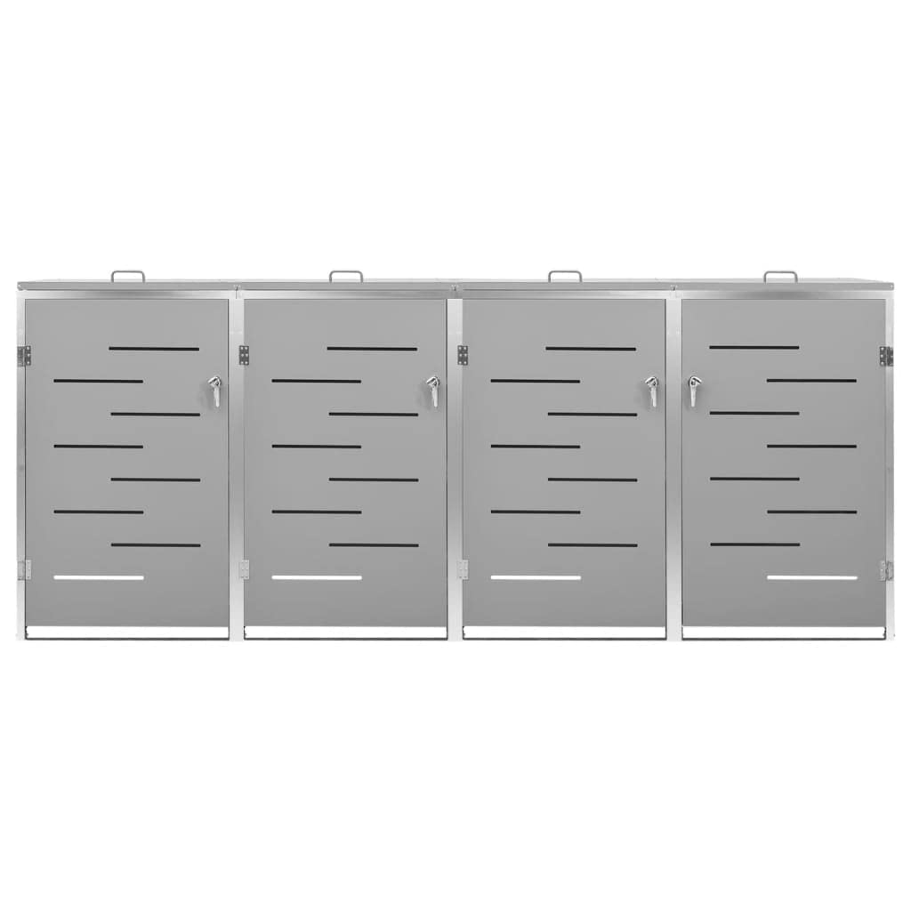 vidaXL Mülltonnenbox für 4 Tonnen 276,5x77,5x115,5 cm Edelstahl