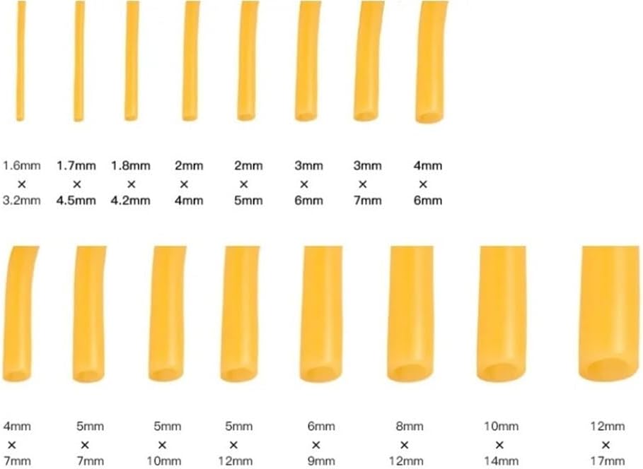 1pcs 1 Meter Yellow Hollow Round Tube - High Resilient Latex Rubber Tubing (OD 9mm, 12mm, 5mm) for Versatile Applications(17mmx12mm)