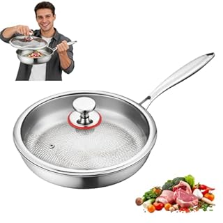 Poêle martelée en titane Pro avec couvercle, résistante aux rayures, conduction rapide de la chaleur, compatible avec toutes les plaques de cuisson (22 cm)