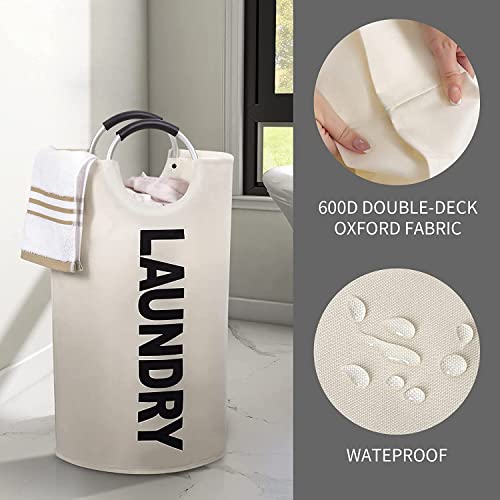 ZEROJETLAG 82L Large Laundry Basket Collapsible Hamper with Handles, Double Layer Waterproof Fabric Dirty Clothes Basket, Foldable Freestanding Bin Laundry Hamper for Dorm, Bathroom & Bedroom (Beige) by ZERO JET LAG - Image 4