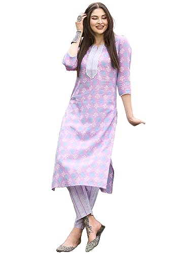 Ensemble kurta pantalon droit respirant avec imprimé durable GoSriKi