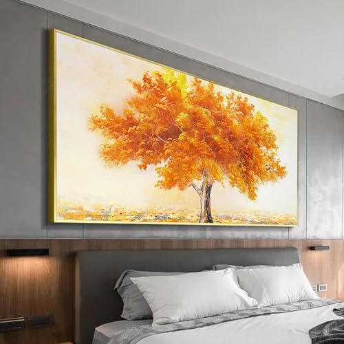 Toile d'art arbre doré KEBIA, peinture grand format de prestige