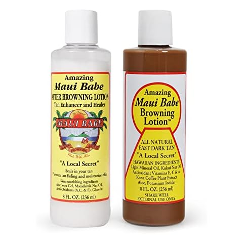 Maui Babe Before And After Browning Lotion, [2-Pack]- Before And After Sun Tan, Made In USA, 8 Ounces Cover