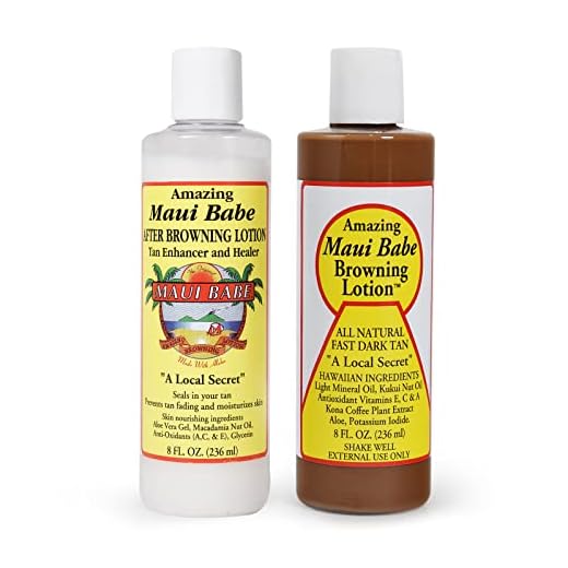 Maui Babe Before And After Browning Lotion, [2-Pack]- Before And After Sun Tan, Made In USA, 8 Ounces