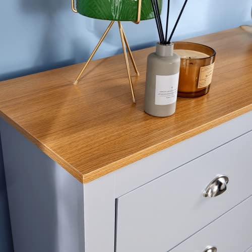 Home Source Camden Bedroom 6 Drawers Chest of Drawers Wooden Bedroom Home Furniture Clothing Storage Unit, Grey