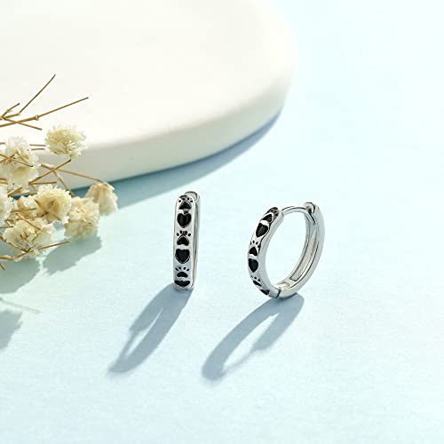 Paw Print Earrings Sterling Silver Dog Cat Small Hoop Earrings Puppy Animal Jewelry Gifts For Women Girls #TOP3