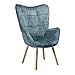 MEUBLE COSY Sessel Lounge Relaxstuhl Polstersessel Lesesessel Armlehnstuhl Stuhl mit Rückenlehne Massivholz Stoff Kissen Blau, Bogdan Blue Wood Leg