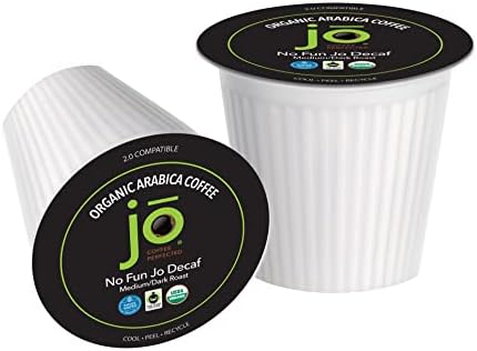 NO FUN JO DECAF: 24 Cups Organic Keurig Compatible Pods, Medium/Dark Roast