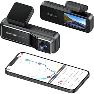 Miofive Car Dash Cam with GPS and Speed – 4K Front Dash Camera with 5G WiFi, 2160P UHD Recorder, Built-in 64G eMMC Storage, Night Vision, G-Sensor, Motion Detection and Parking Mode with Time Lapse