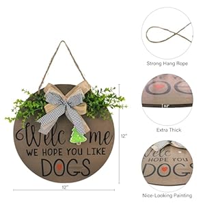 Interchangeable Welcome Wreath Sign for Farmhouse Front Porch Decor - Round Wood Wreaths Wall Hanging We Hope You Like Dogs Signs, All Season Outside Front Door Wreath for New Home Gift Ideas Interchangeable Welcome Wreath Sign for Farmhouse Front Porch Decor Round Wood Wreaths Wall Hanging We Hope You Like Dogs Signs All Season Outside Front Door Wreath for New Home Gift Ideas