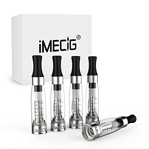 IMECIG 5 Pack CE4 Transparent Clear Vapor Atomizer/Atomiser, E Cig Clearomiser /Clearomizer, fits ego MT3/CE4/CE5/CE6 battery of E Cigarette, No Nicotine