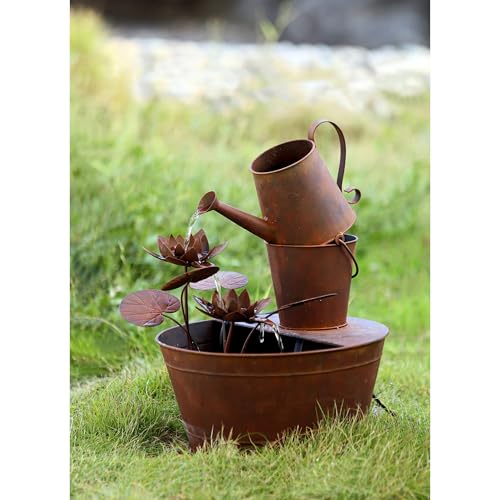 Pemberly Row Poly-Resin and Fiberglass Water Can Fountain, 16.5
