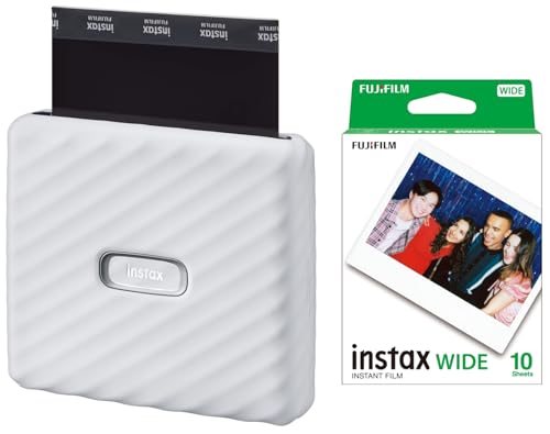 FUJIFILM チェキ ワイドフォーマット用スマホプリンター instax Link WIDE アッシュホワイト+フィルム10枚セット
