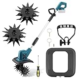 Motobineuse Electrique sans Fil,Motoculteur Batterie 18V, Bineuse électrique sans Fil avec Moteur sans Balais, Largeur Travail 20 cm, Profondeur Travail 15 cm,pour Jardins et Cours (sans Batterie)